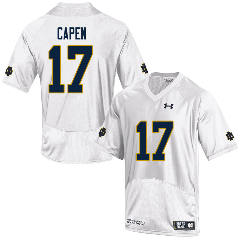 Men's NCAA Notre Dame Fighting Irish #17 Cole Capen Stitched College Under Armour Authentic White Football Jersey KS10T54PN